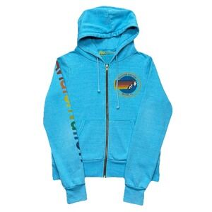 Aviator Nation Vail Zip Hoodie Miami Florida Hoodie Size Small Blue Lightweight